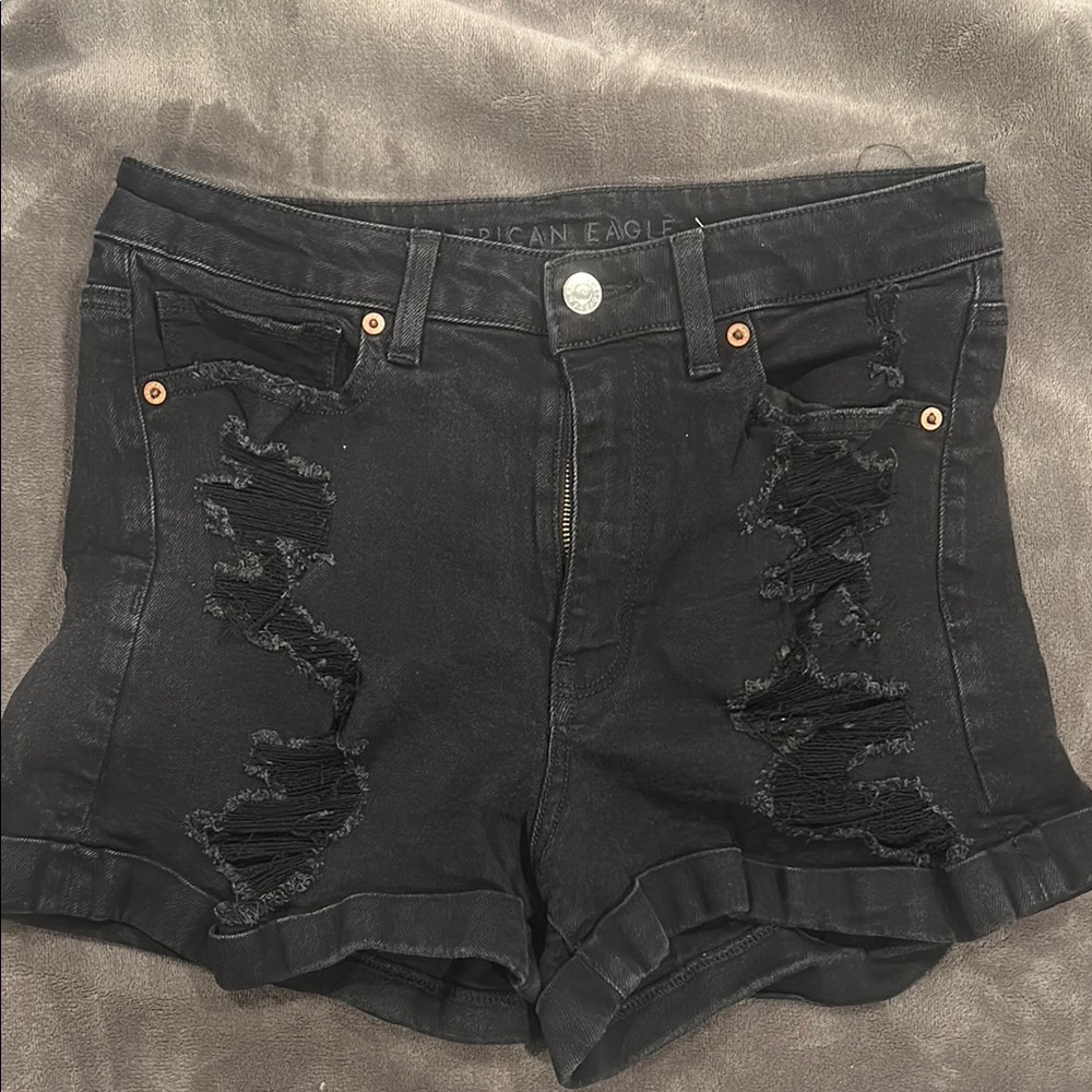 American Eagle Outfitters Black Distressed Women's Shorts